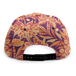 Orange Bohemian Floral Pattern Print Snapback Cap