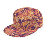 Orange Bohemian Floral Pattern Print Snapback Cap