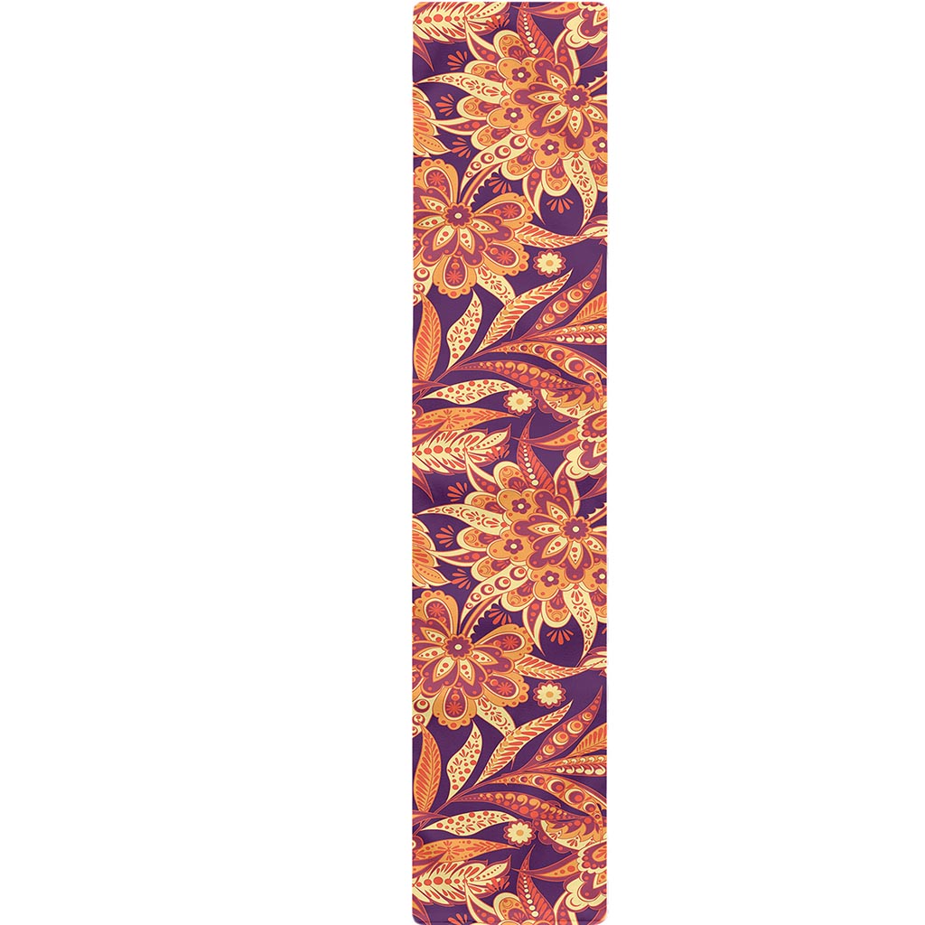 Orange Bohemian Floral Pattern Print Table Runner