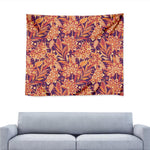 Orange Bohemian Floral Pattern Print Tapestry