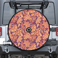 Orange Bohemian Floral Pattern Print Tire Cover With Camera Hole