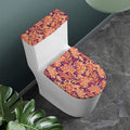 Orange Bohemian Floral Pattern Print Toilet Lid And Tank Cover Set