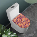 Orange Bohemian Floral Pattern Print Toilet Lid Cover