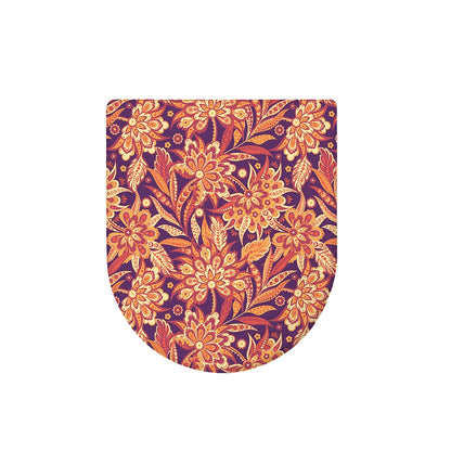 Orange Bohemian Floral Pattern Print Toilet Lid Cover