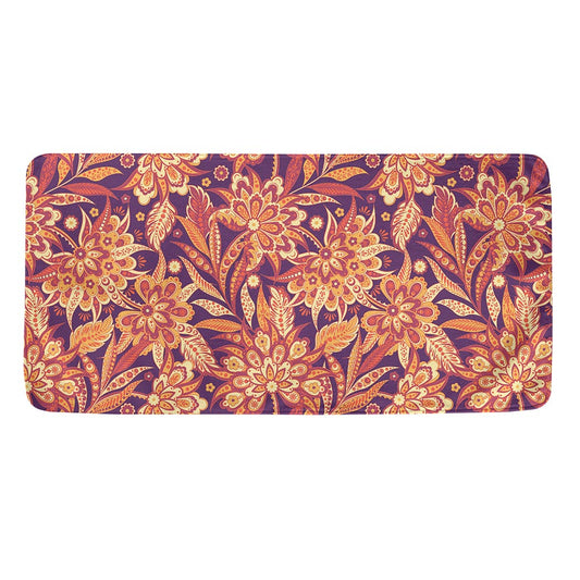 Orange Bohemian Floral Pattern Print Towel