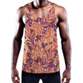 Orange Bohemian Floral Pattern Print Men's Workout Tank Top