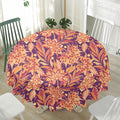 Orange Bohemian Floral Pattern Print Waterproof Round Tablecloth