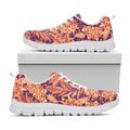 Orange Bohemian Floral Pattern Print White Running Shoes