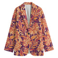 Orange Bohemian Floral Pattern Print Women's Blazer