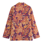 Orange Bohemian Floral Pattern Print Women's Blazer