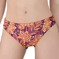 Orange Bohemian Floral Pattern Print Women's Panties