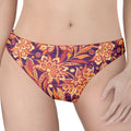Orange Bohemian Floral Pattern Print Women's Thong