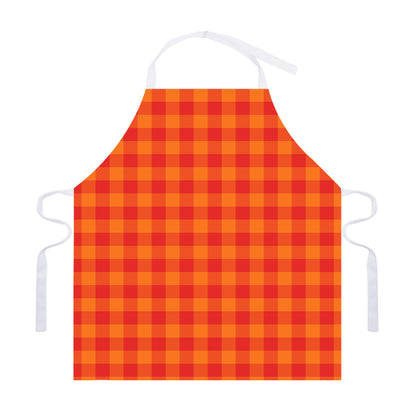 Orange Buffalo Check Pattern Print Adjustable Apron