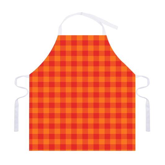 Orange Buffalo Check Pattern Print Adjustable Apron