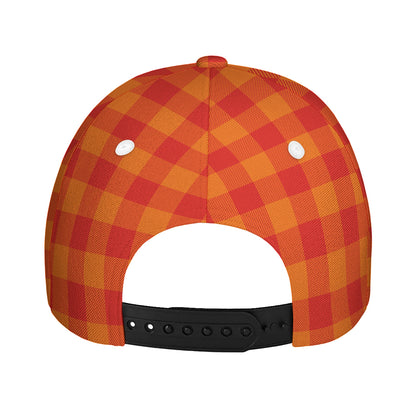 Orange Buffalo Check Pattern Print Baseball Cap