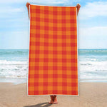Orange Buffalo Check Pattern Print Beach Towel