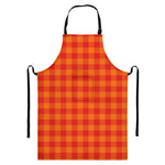 Orange Buffalo Check Pattern Print Bib Apron With Pocket