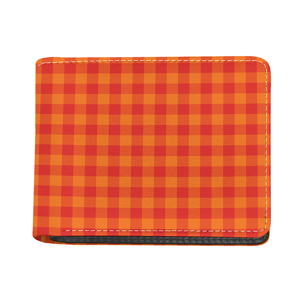 Orange Buffalo Check Pattern Print Bifold Wallet