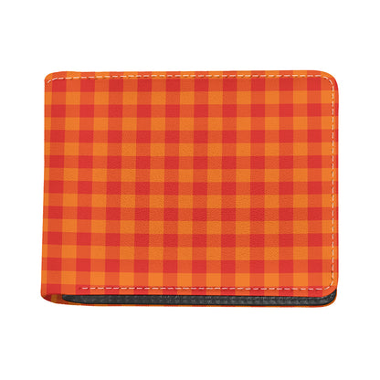 Orange Buffalo Check Pattern Print Bifold Wallet