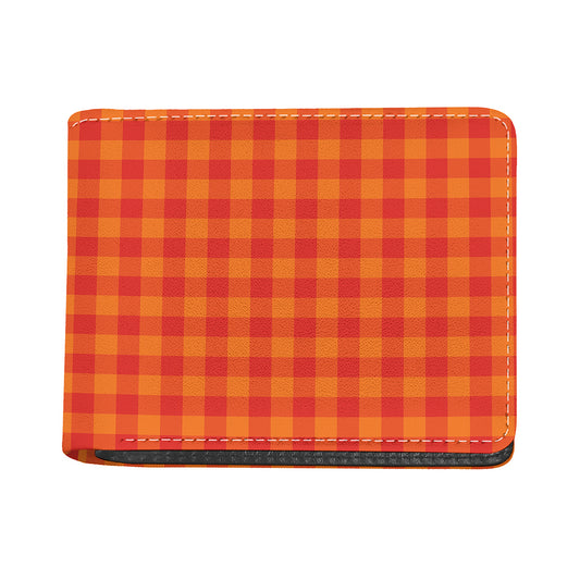 Orange Buffalo Check Pattern Print Bifold Wallet