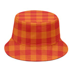 Orange Buffalo Check Pattern Print Bucket Hat