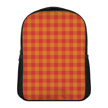 Orange Buffalo Check Pattern Print Casual Backpack