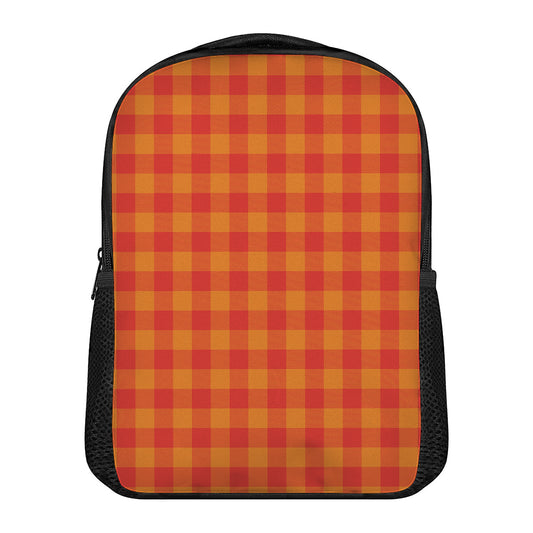 Orange Buffalo Check Pattern Print Casual Backpack