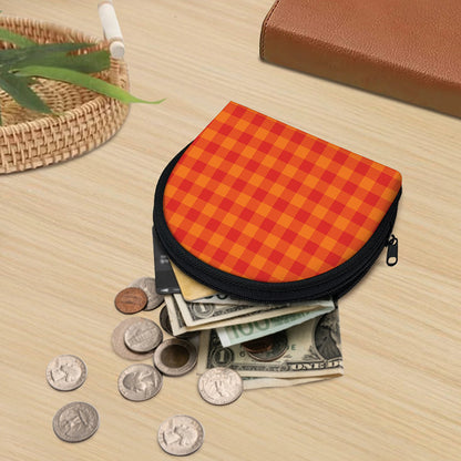 Orange Buffalo Check Pattern Print Coin Purse