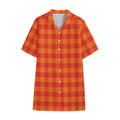 Orange Buffalo Check Pattern Print Cotton Hawaiian Shirt