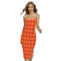 Orange Buffalo Check Pattern Print Cross Back Cami Dress