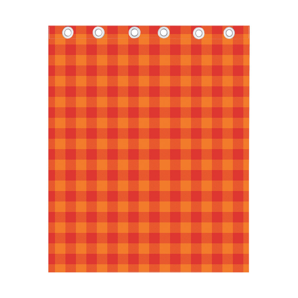 Orange Buffalo Check Pattern Print Curtain
