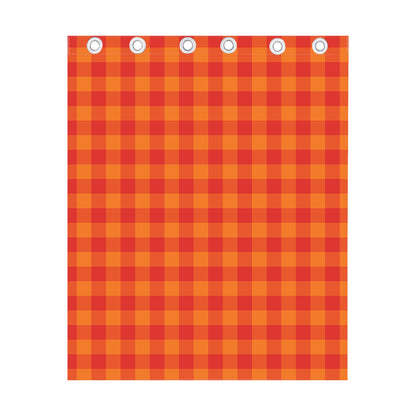 Orange Buffalo Check Pattern Print Curtain