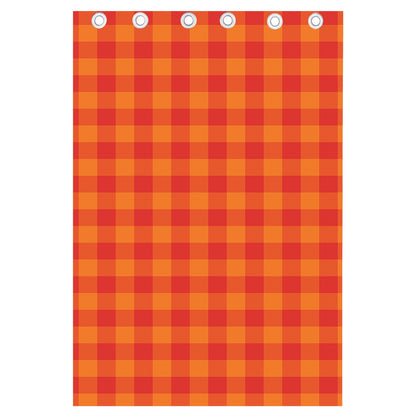 Orange Buffalo Check Pattern Print Curtain