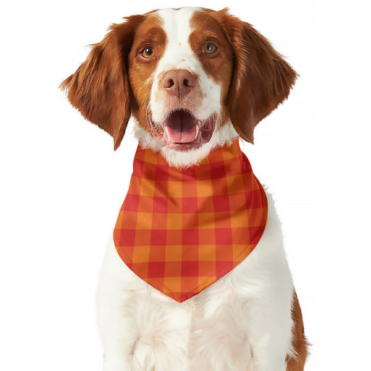 Orange Buffalo Check Pattern Print Dog Bandana