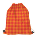 Orange Buffalo Check Pattern Print Drawstring Bag