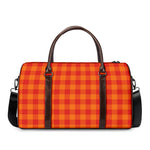 Orange Buffalo Check Pattern Print Duffle Bag