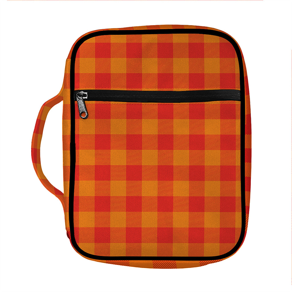 Orange Buffalo Check Pattern Print Front Pocket Bible Bag