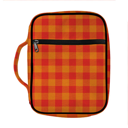 Orange Buffalo Check Pattern Print Front Pocket Bible Bag