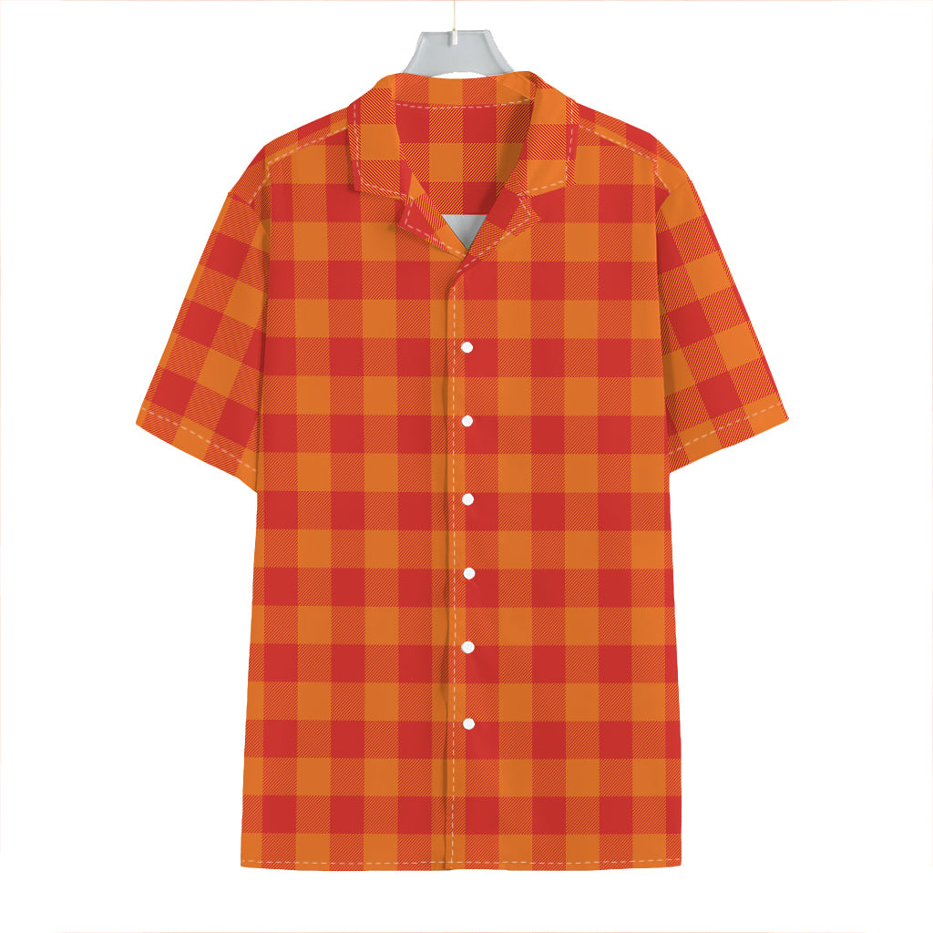 Orange Buffalo Check Pattern Print Hawaiian Shirt