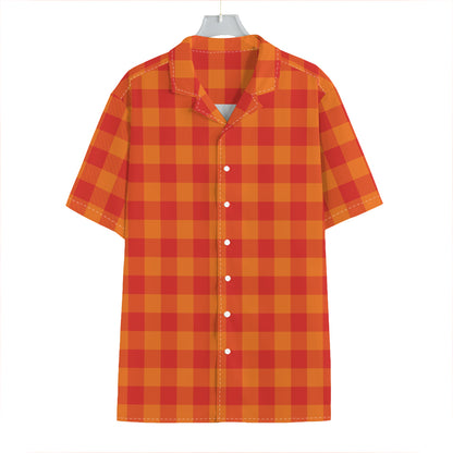 Orange Buffalo Check Pattern Print Hawaiian Shirt