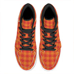 Orange Buffalo Check Pattern Print High Top Leather Sneakers