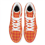 Orange Buffalo Check Pattern Print High Top Leather Sneakers