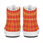 Orange Buffalo Check Pattern Print High Top Leather Sneakers