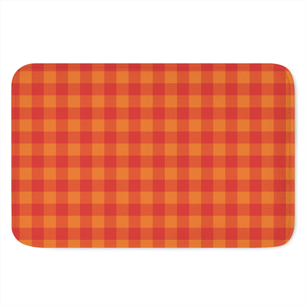 Orange Buffalo Check Pattern Print Indoor Door Mat