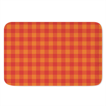 Orange Buffalo Check Pattern Print Indoor Door Mat