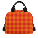 Orange Buffalo Check Pattern Print Insulated Lunch Bag