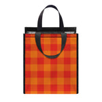 Orange Buffalo Check Pattern Print Insulated Lunch Tote