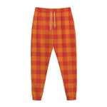 Orange Buffalo Check Pattern Print Jogger Pants