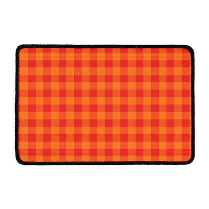 Orange Buffalo Check Pattern Print Kitchen Mat