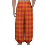 Orange Buffalo Check Pattern Print Lantern Pants